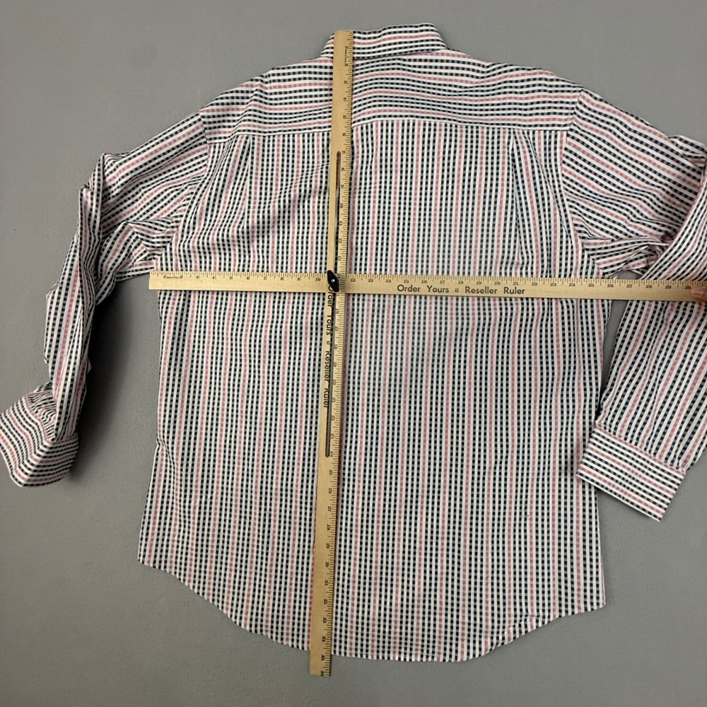 Johnston & Murphy Shirt Tailored Fit Plaid Stripe Button Down Shirt Men's XL - Picture 8 of 10